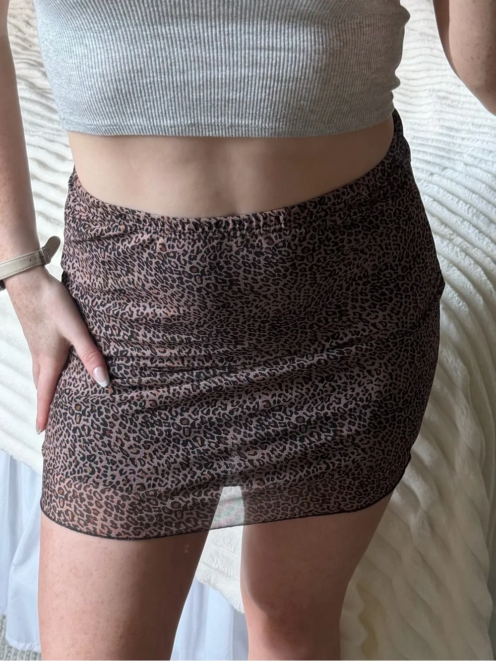 ASOS Brown Leopard-Print Mini Skirt